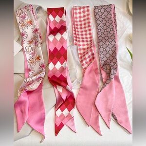 💗NEW Set of 4 Pink Patterned Silk Scarves💗